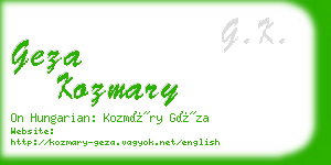 geza kozmary business card